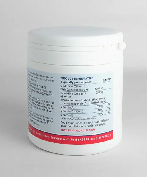 Lamberts Cod Liver Oil 1000mg, 180 Caps - Image 2