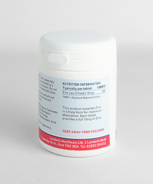 Alternative view of Lamberts Zinc Citrate, 15mg, 90 tabs